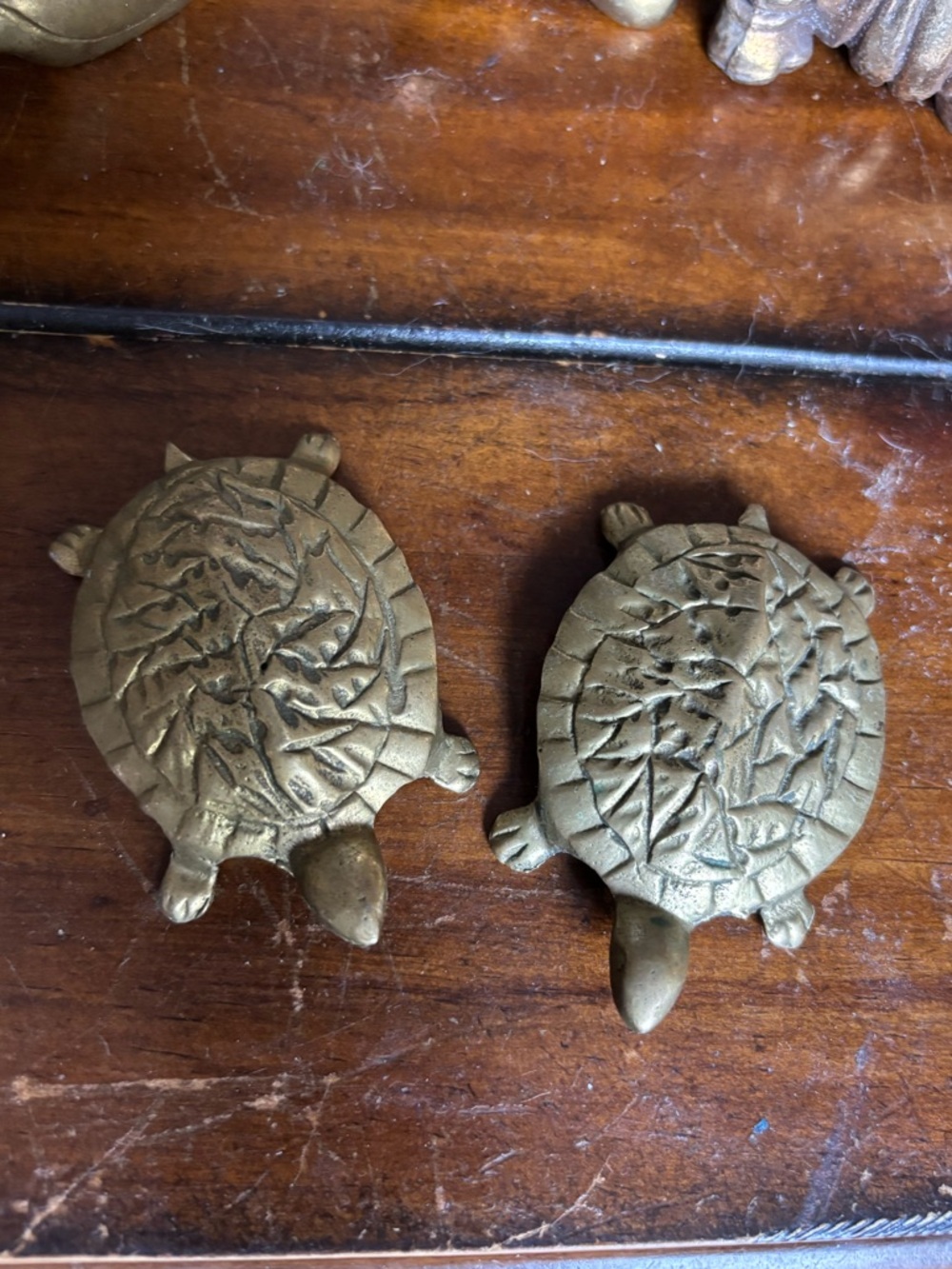 Brass Turtle Figurine Pair - Gold Tone male & female anatomically correct